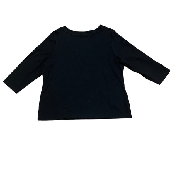 Talbots black pull over 3/4 sleeve blouse with decorative buttons - Picture 3 of 7